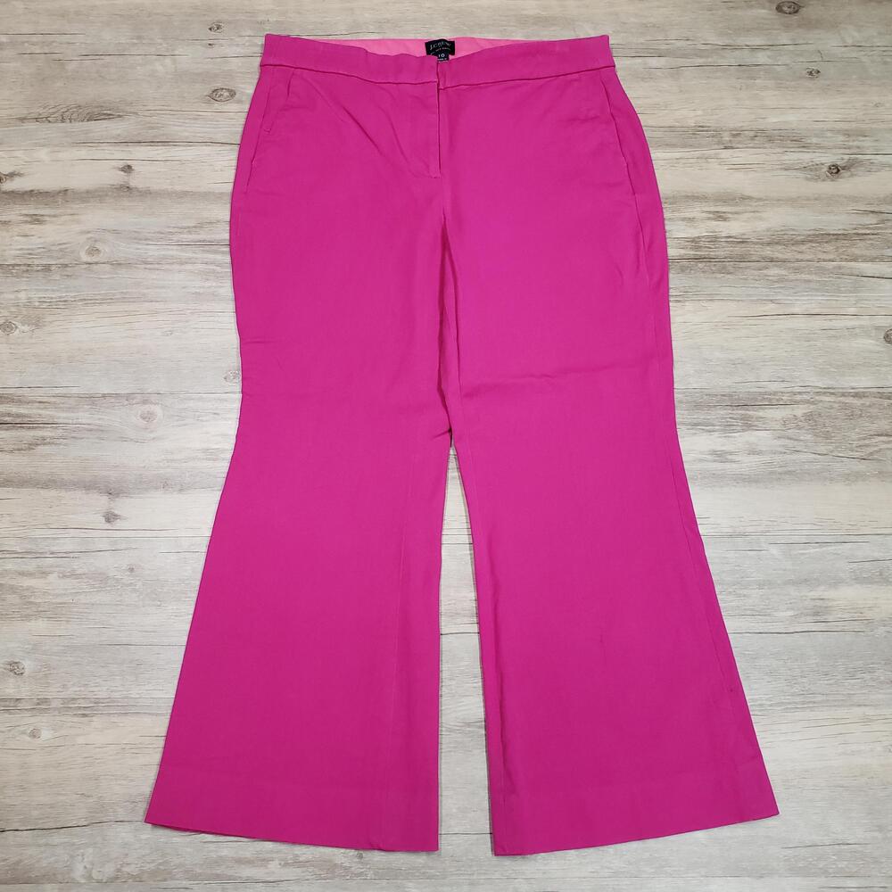 J.Crew Kelsey Pants Womens 10 Pink Twill Cropped Wide Leg Stretch Pockets